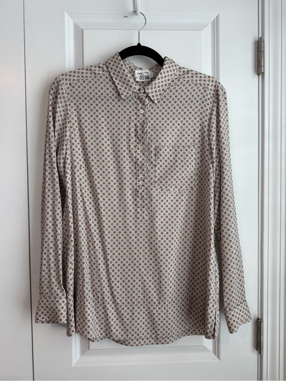 ROSSO35 Women’s Geometric Print Silk Blouse Size 42 IT/ US 6